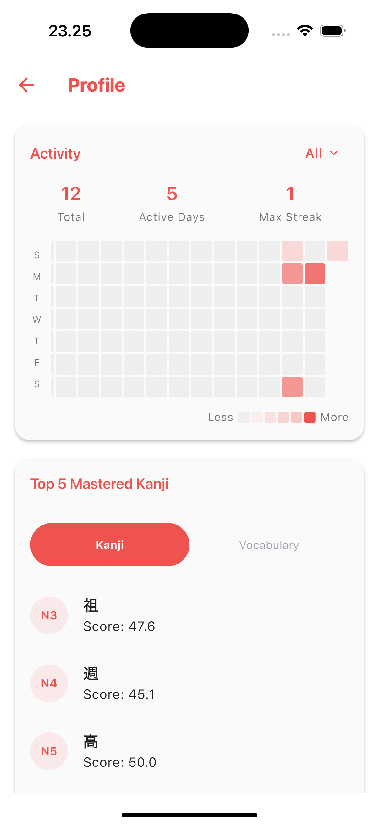 Vocab screen